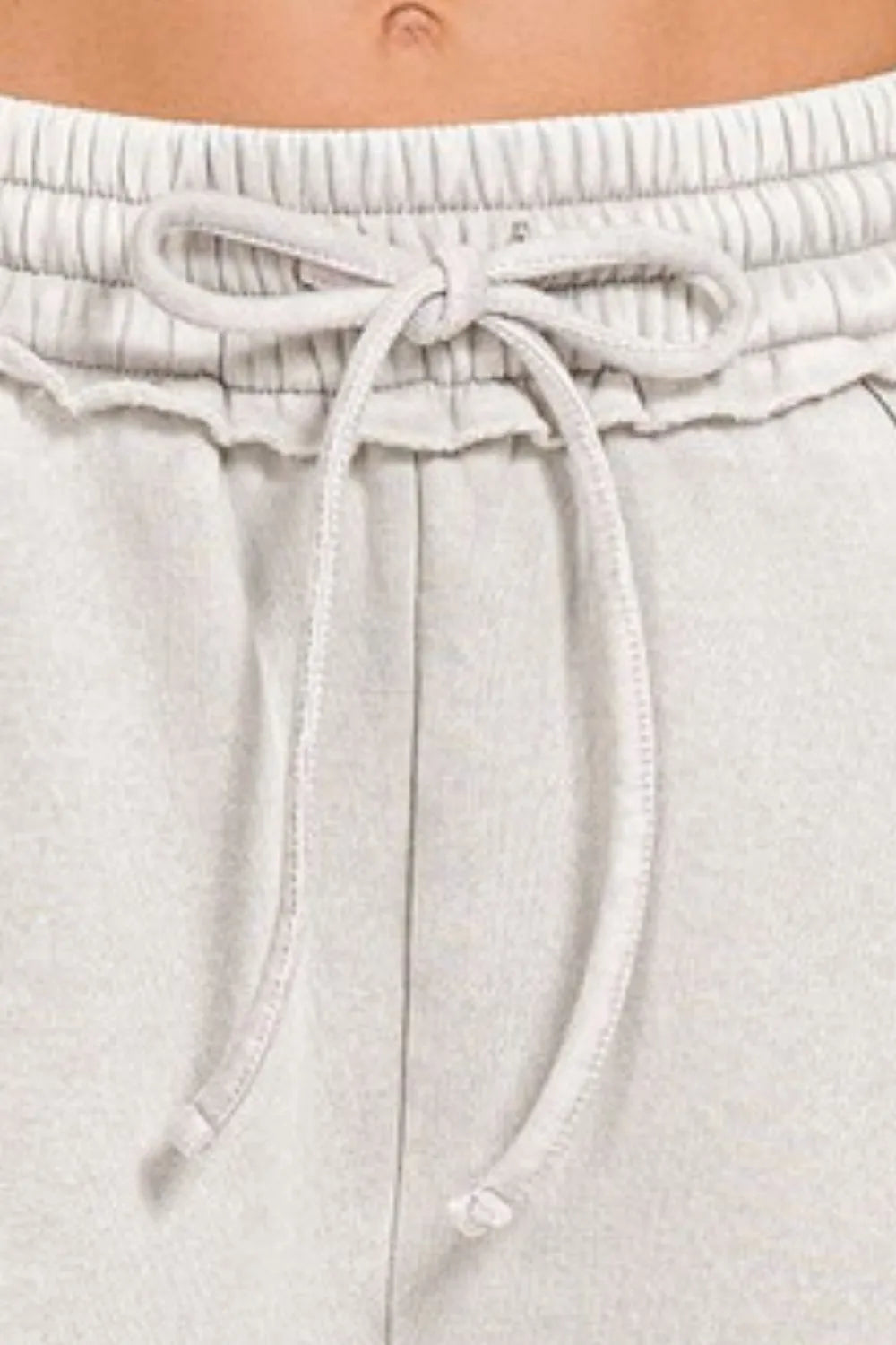 Zenana Acid Wash Fleece Drawstring Shorts With Pockets - cas7m