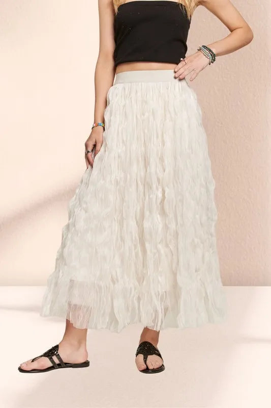 ADORA Elastic Waist Cloud Fluffy Maxi Skirt - cas7m
