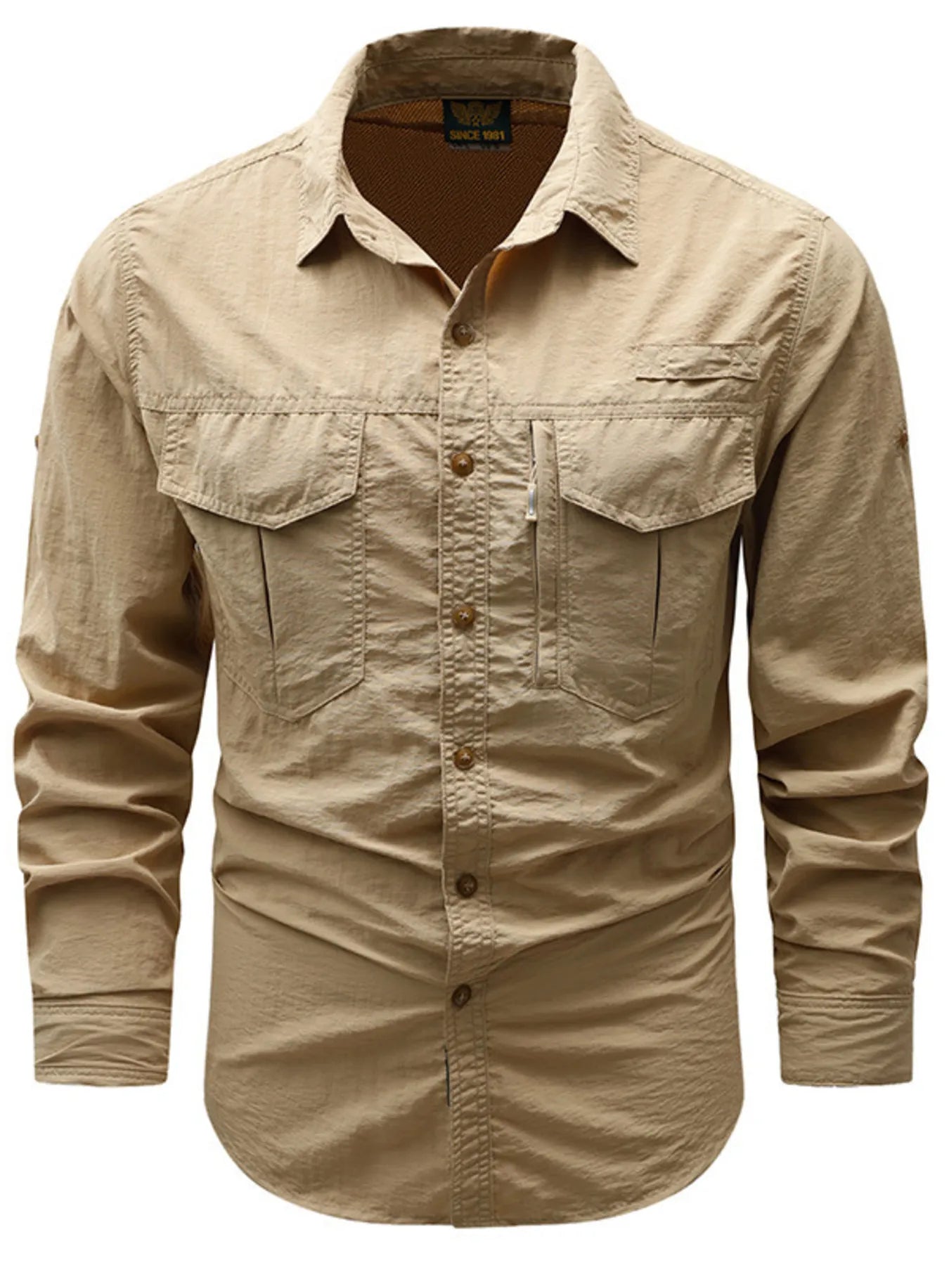 Men's Plus Size Button Up Long Sleeve Shirt - cas7m