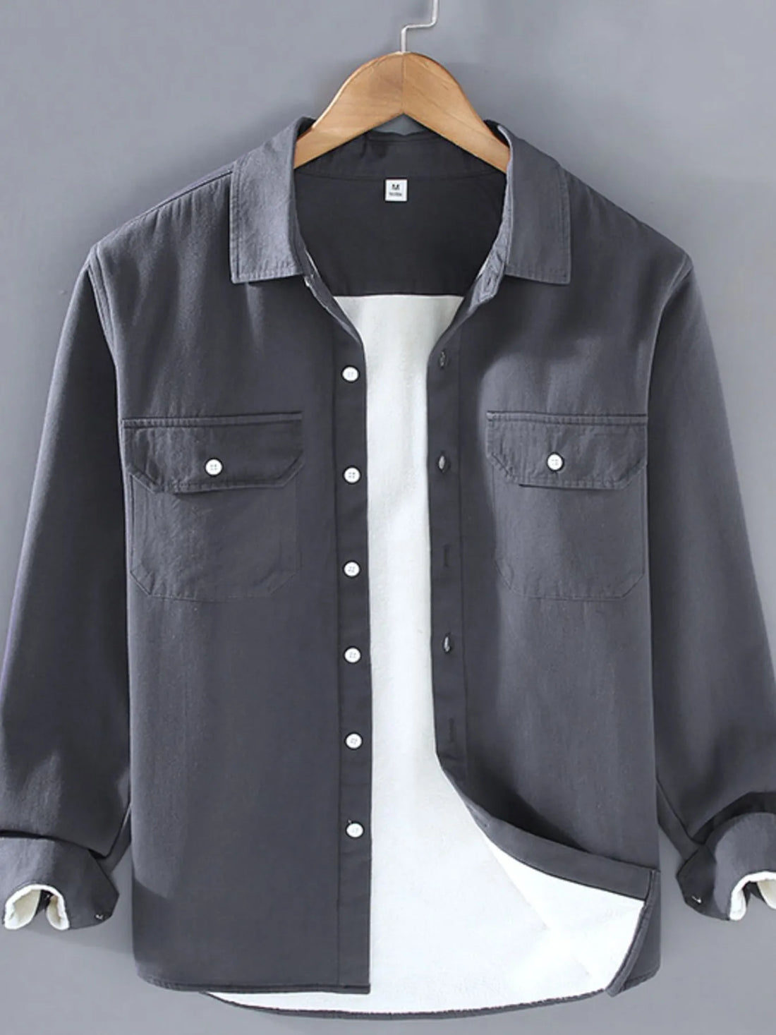Men's Plus Size Button Up Long Sleeve Shirt - cas7m