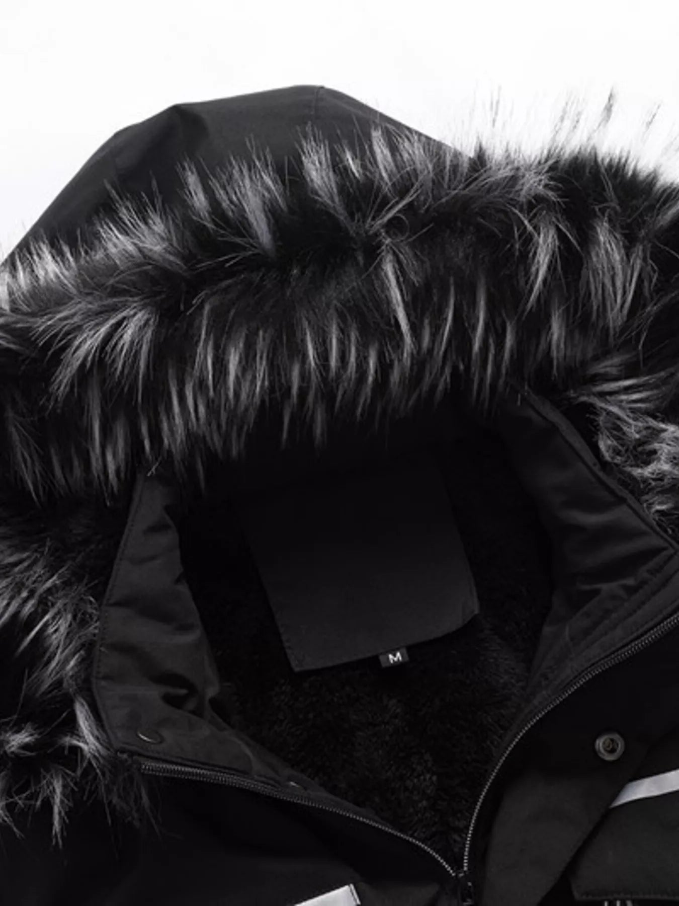 Men's Plus Size Fur Hooded Winter Parka Coat - cas7m