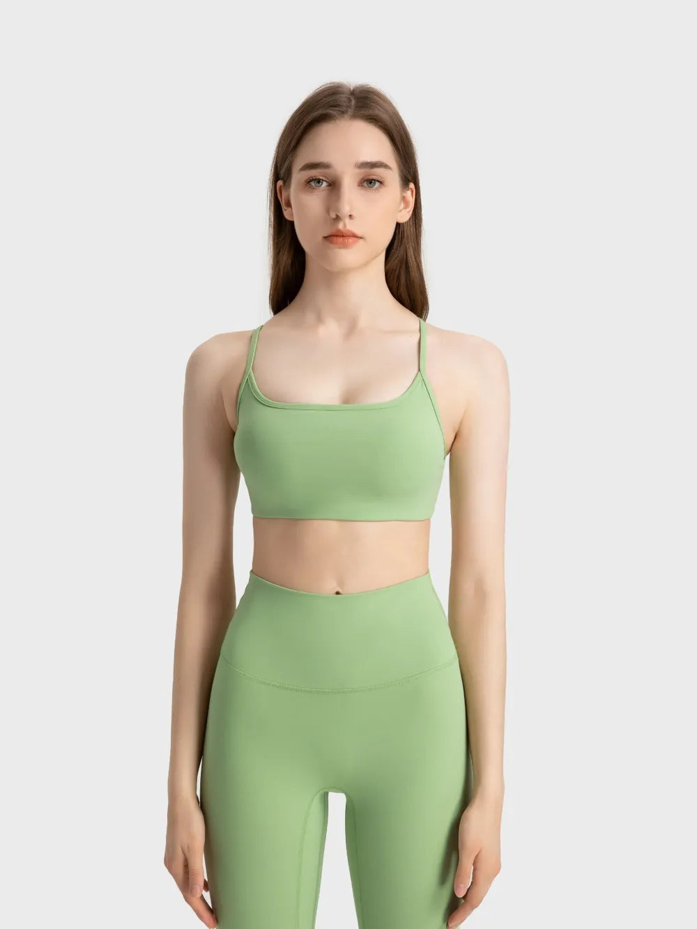 Millennia Crisscross Back Scoop Neck Active Cami with Detachable Chest Pads - cas7m