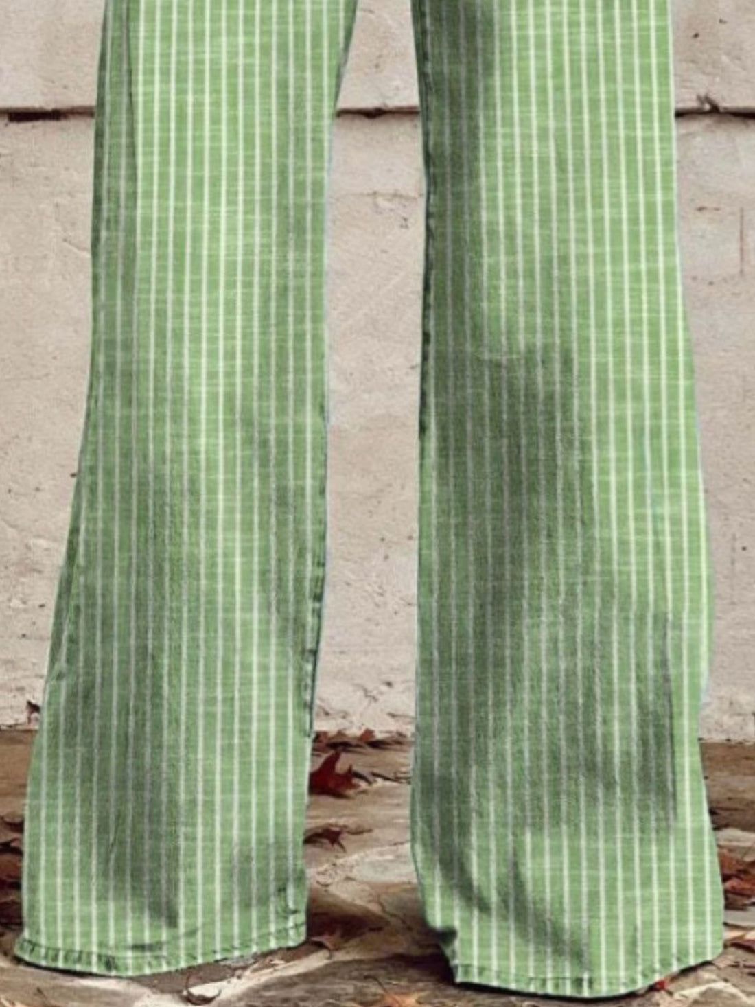 Striped High-Waisted Wide Leg Jeans - cas7m