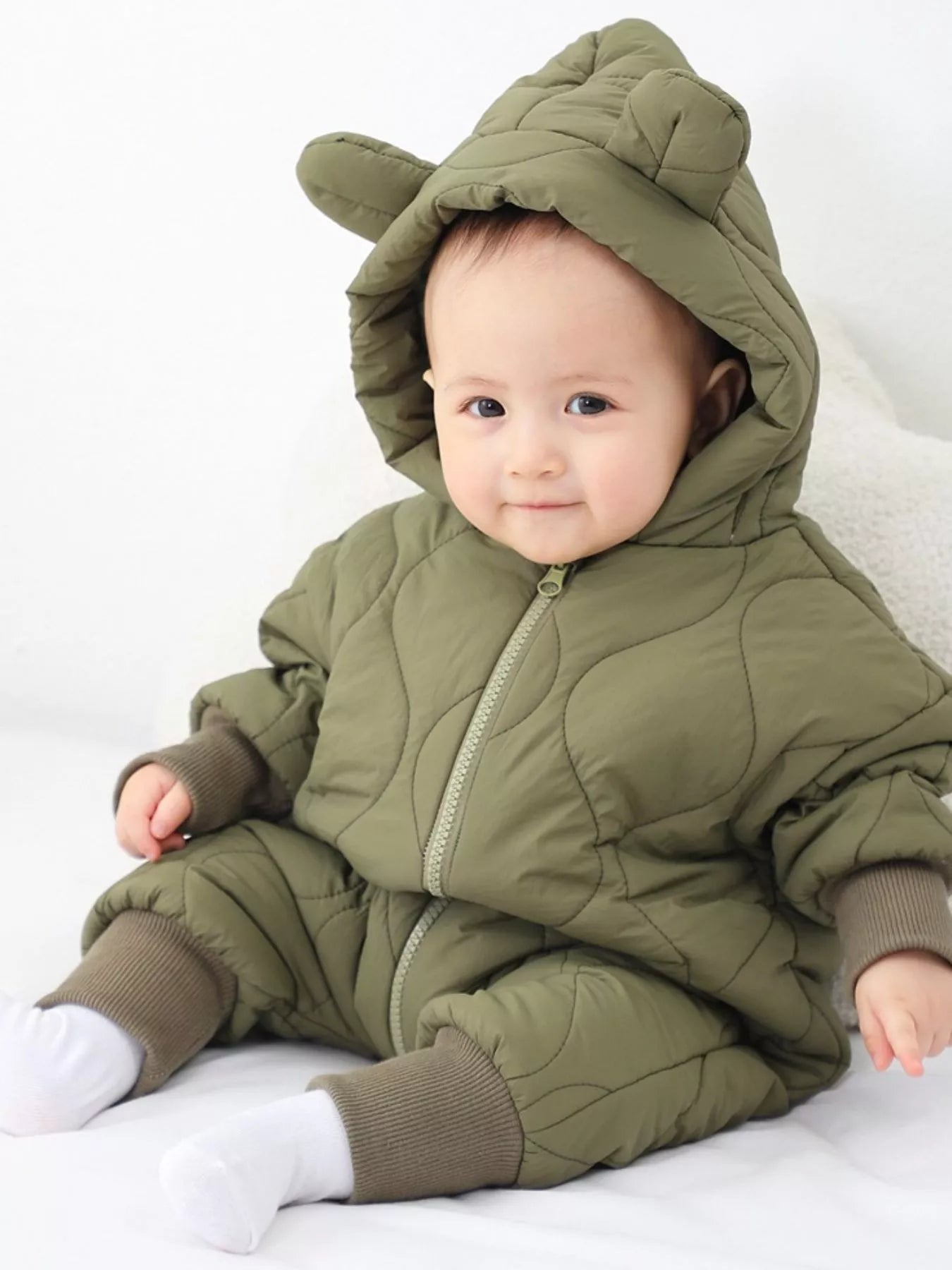 Children's Zip Front Hooded Padded One-Piece - cas7m