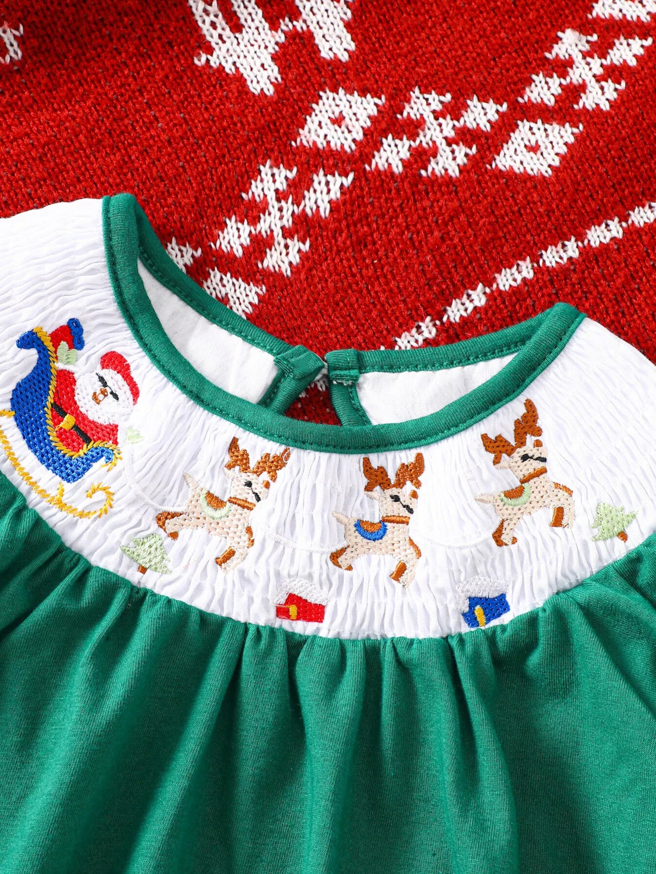 Children's Christmas Embroidered A-Line Dress - cas7m