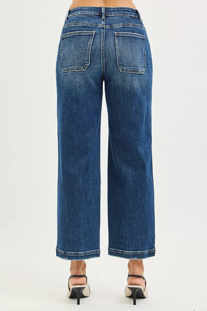 RISEN Slouchy Cropped Baggy Jeans with Front Patch Pocket - cas7m