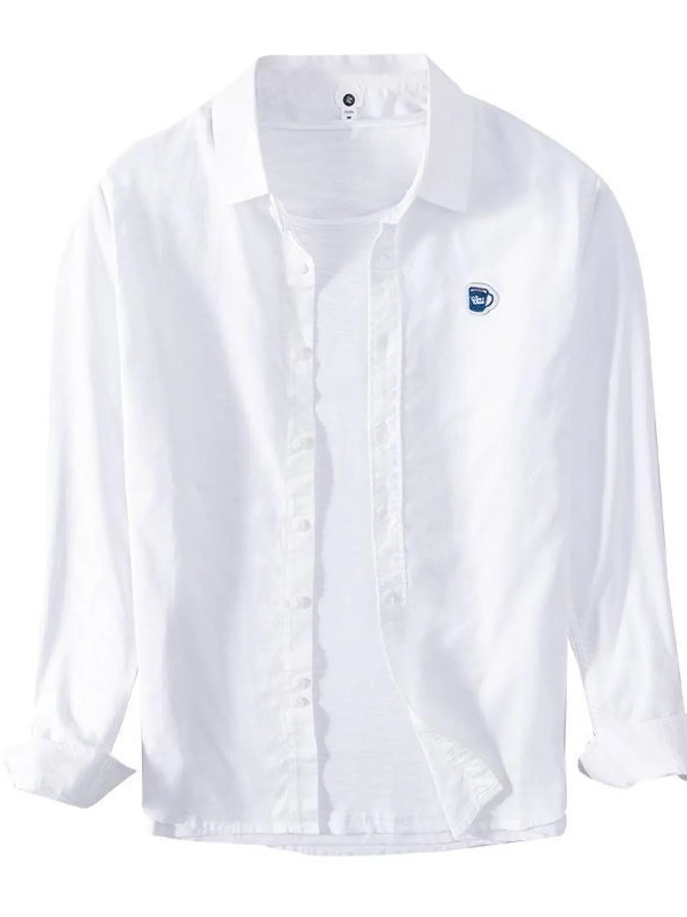 Men's Plus Size Button Up Long Sleeve Shirt - cas7m