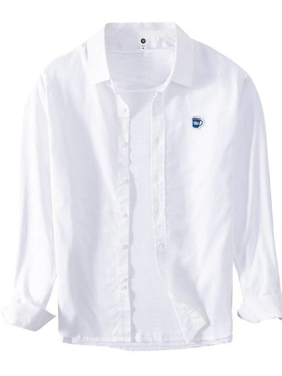 Men's Plus Size Button Up Long Sleeve Shirt - cas7m