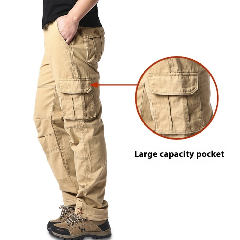Cotton Multi-pocket Cargo Pants Men's Loose Wear-resistant Loose Outdoor Leisure - cas7m