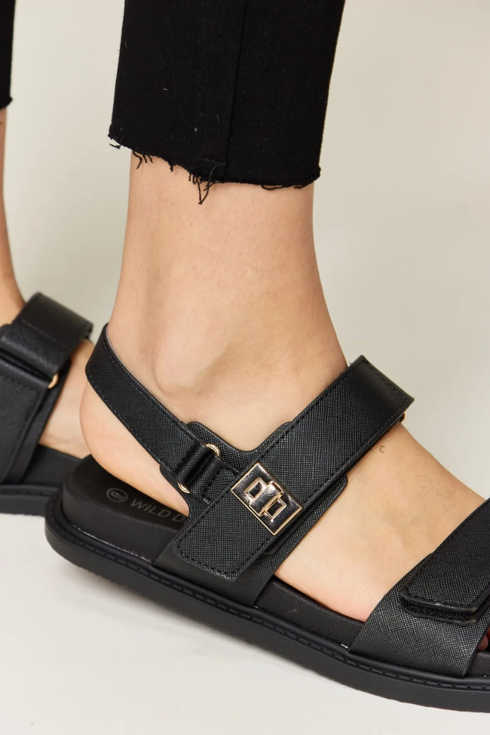 WILD DIVA Velcro Double Strap Slingback Sandals - cas7m