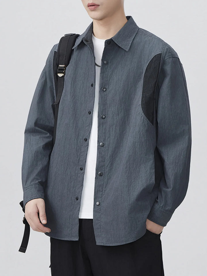 Men's Plus Size Button Up Long Sleeve Shirt - cas7m
