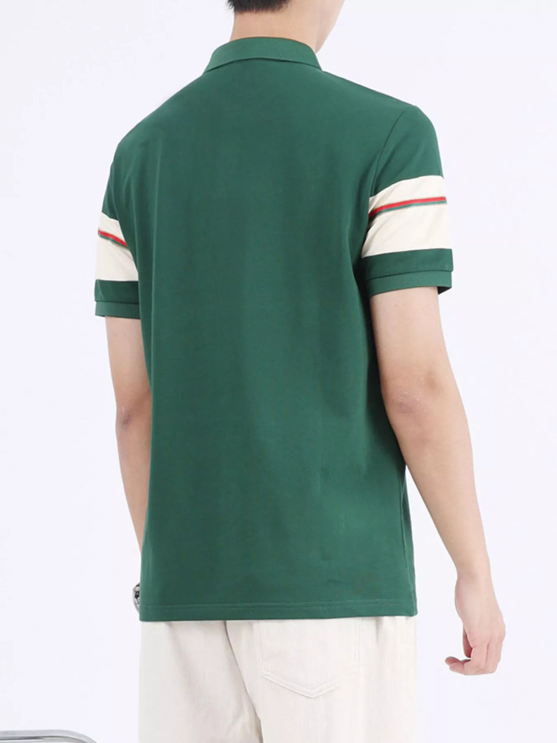 Men's Plus Size Striped Sleeve Casual Polo - cas7m
