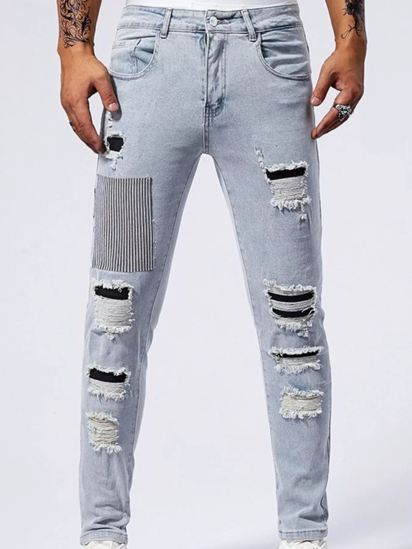 Men's Distressed Slim Fit Jeans - cas7m
