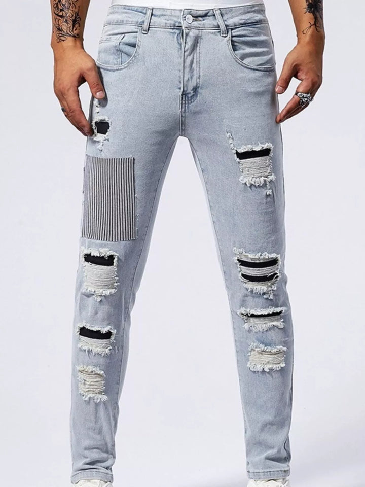 Men's Distressed Slim Fit Jeans - cas7m