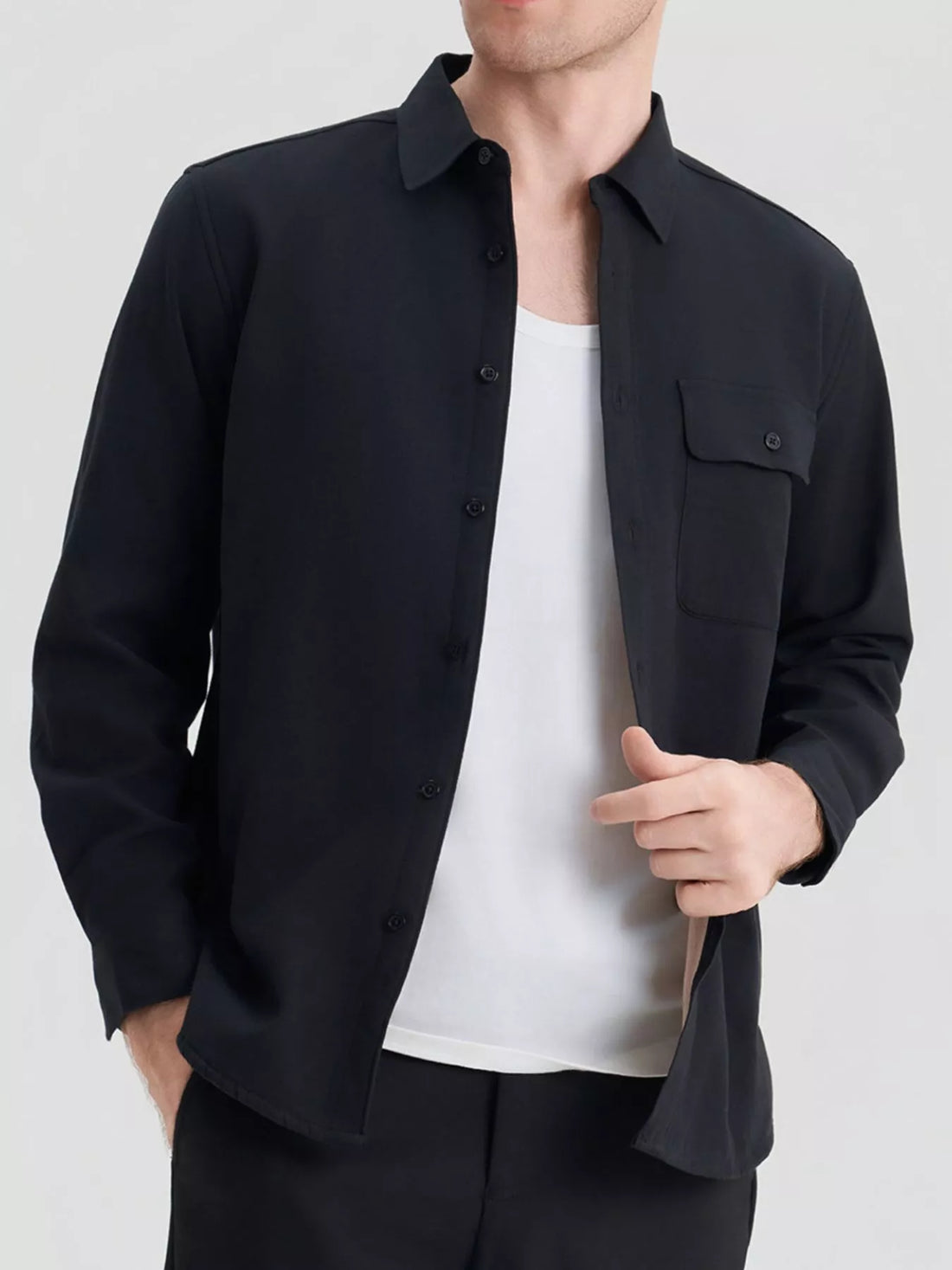 Men's Plus Size Button Up Long Sleeve Shirt - cas7m