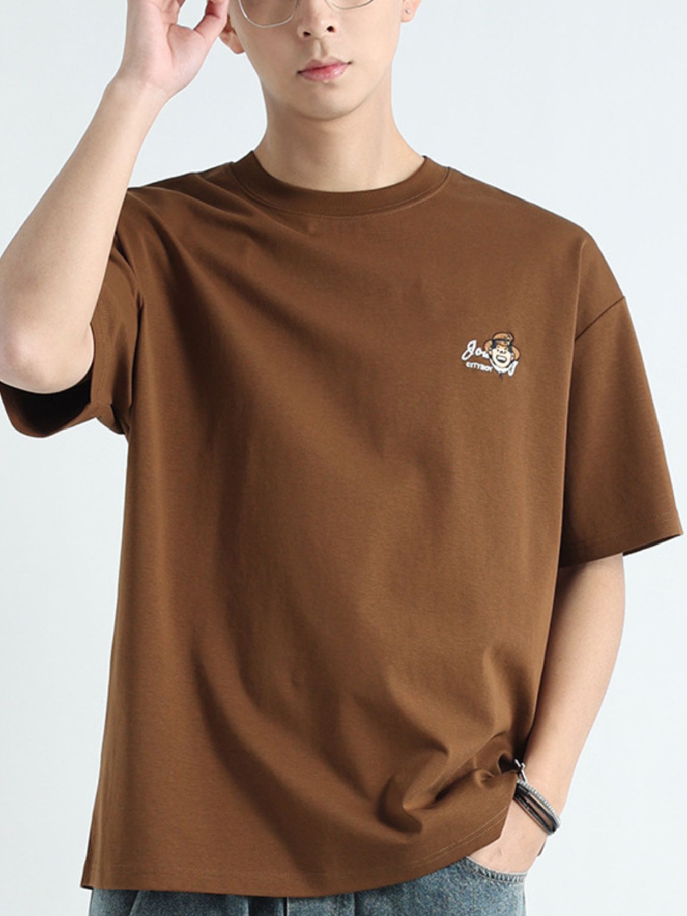 Men's Plus Size Round Neck Short Sleeve T-Shirt - cas7m