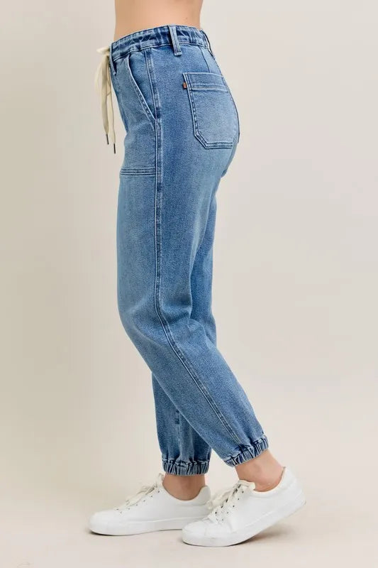 Judy Blue Full Size High Waist Denim Jogger Plus Size - cas7m