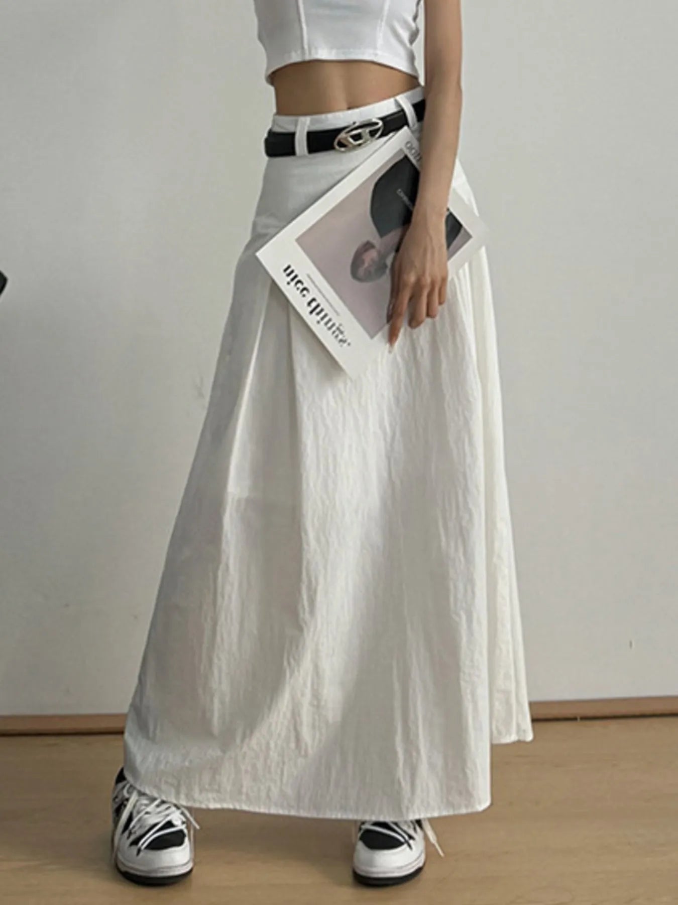 High Waist A-Line Maxi Skirt - cas7m