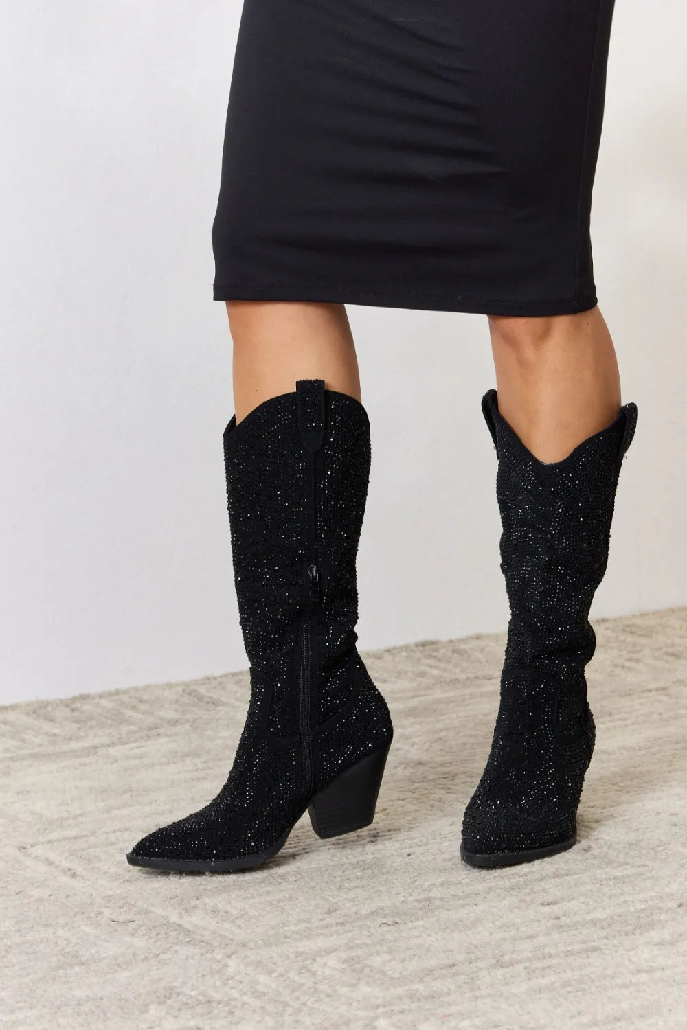 Forever Link Rhinestone Knee High Cowboy Boots - cas7m