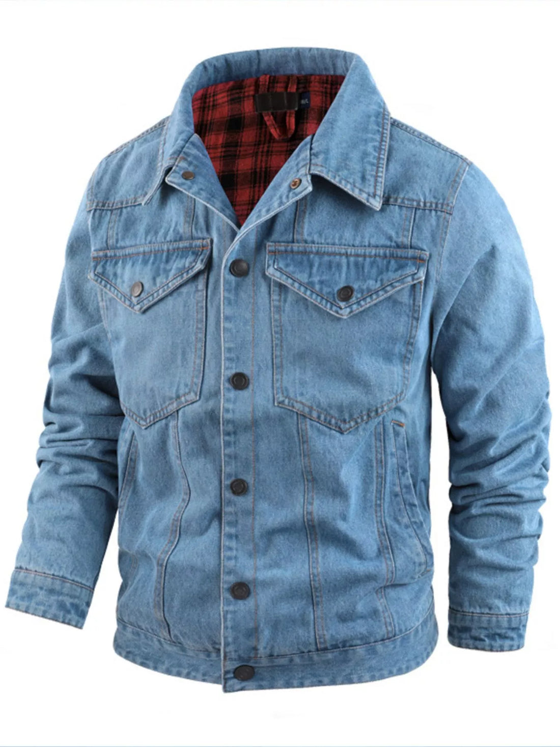 Men's Casual Snap Down Denim Jacket - cas7m