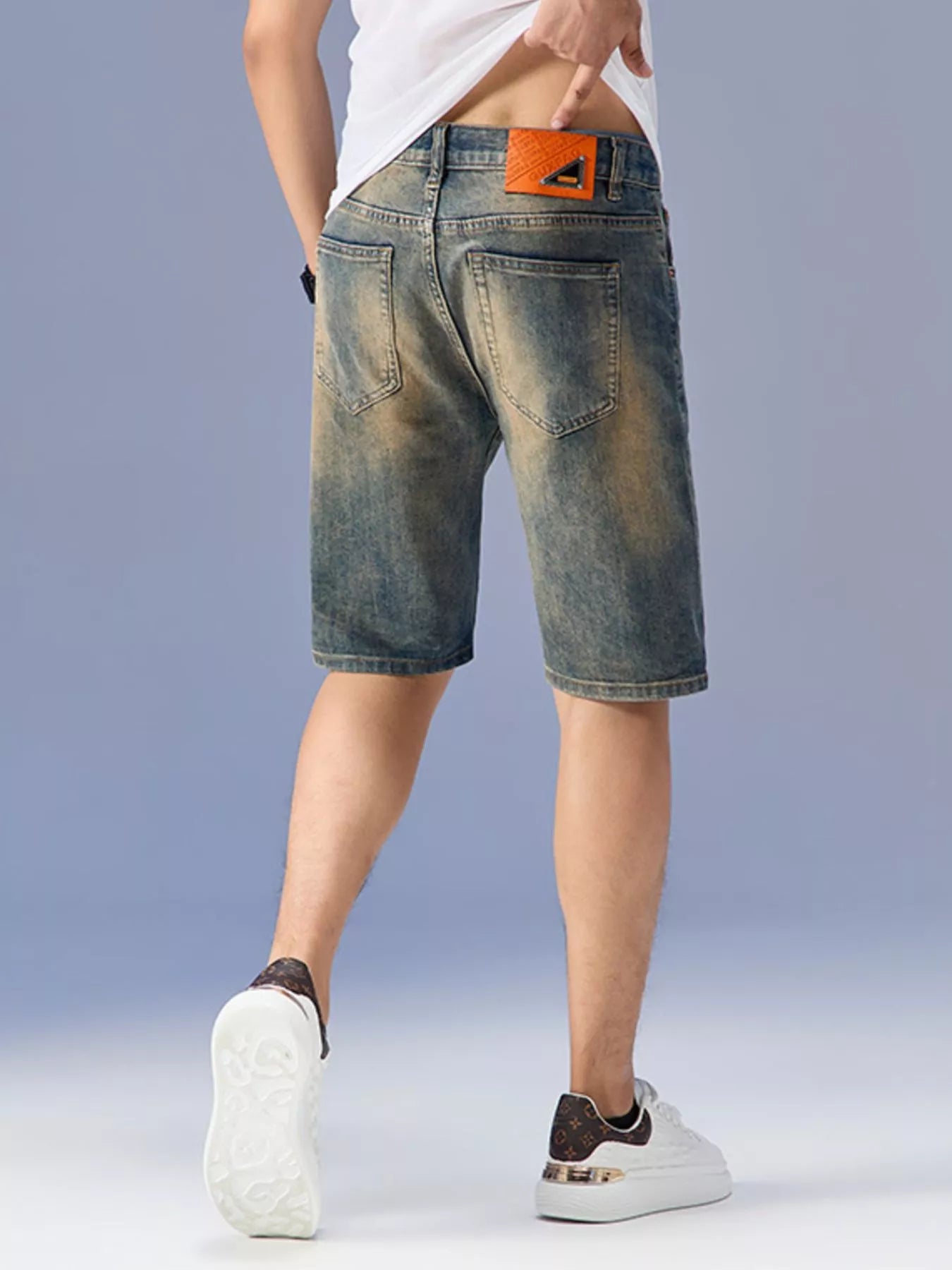 Men's Washed Denim Shorts - cas7m