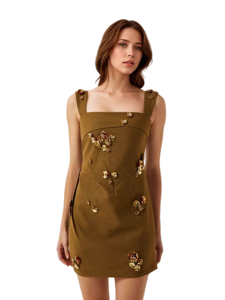 Square Neck Mini Dress - cas7m