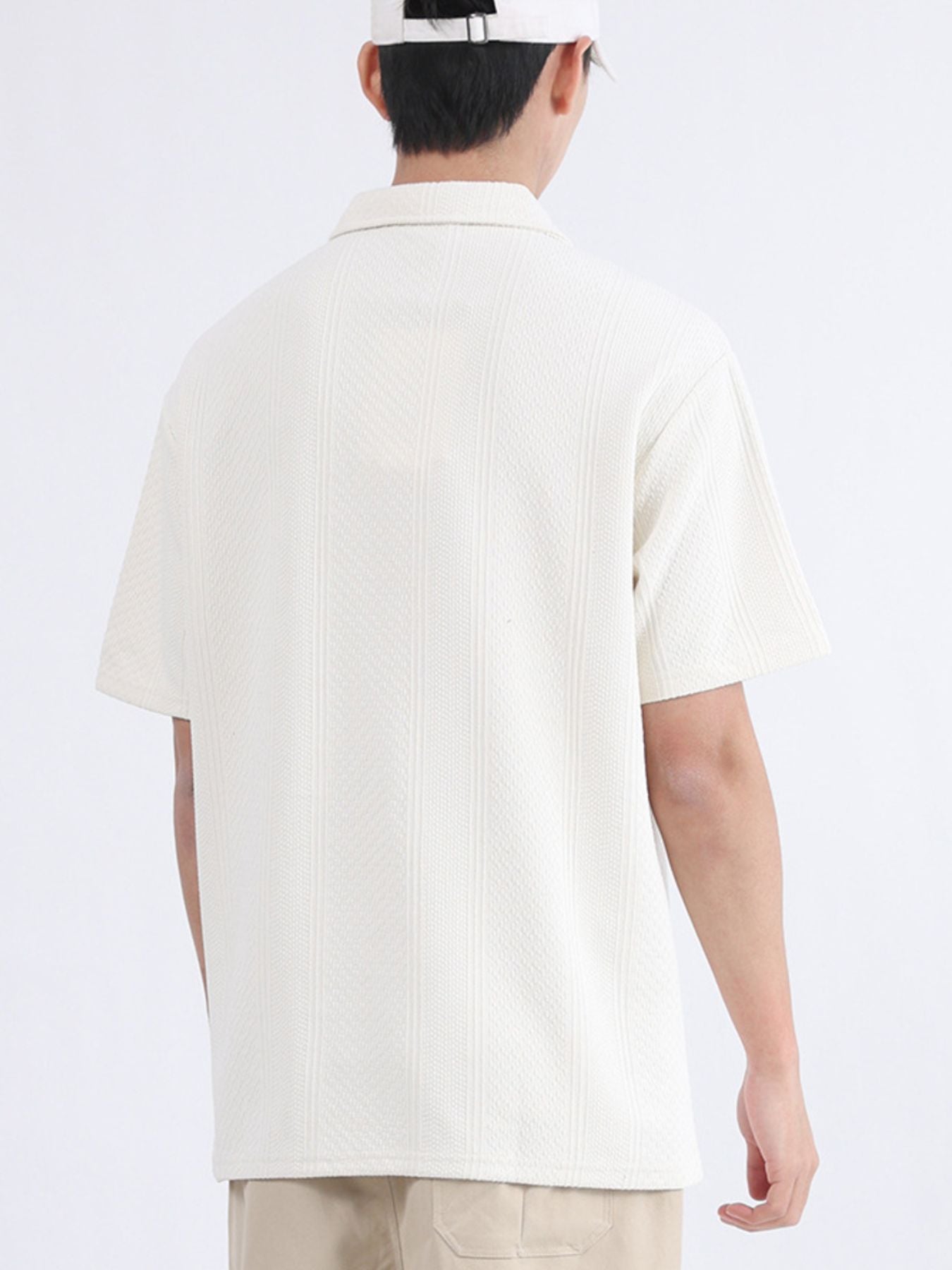 Men's Plus Size Zipper Detail Short Sleeve Polo - cas7m
