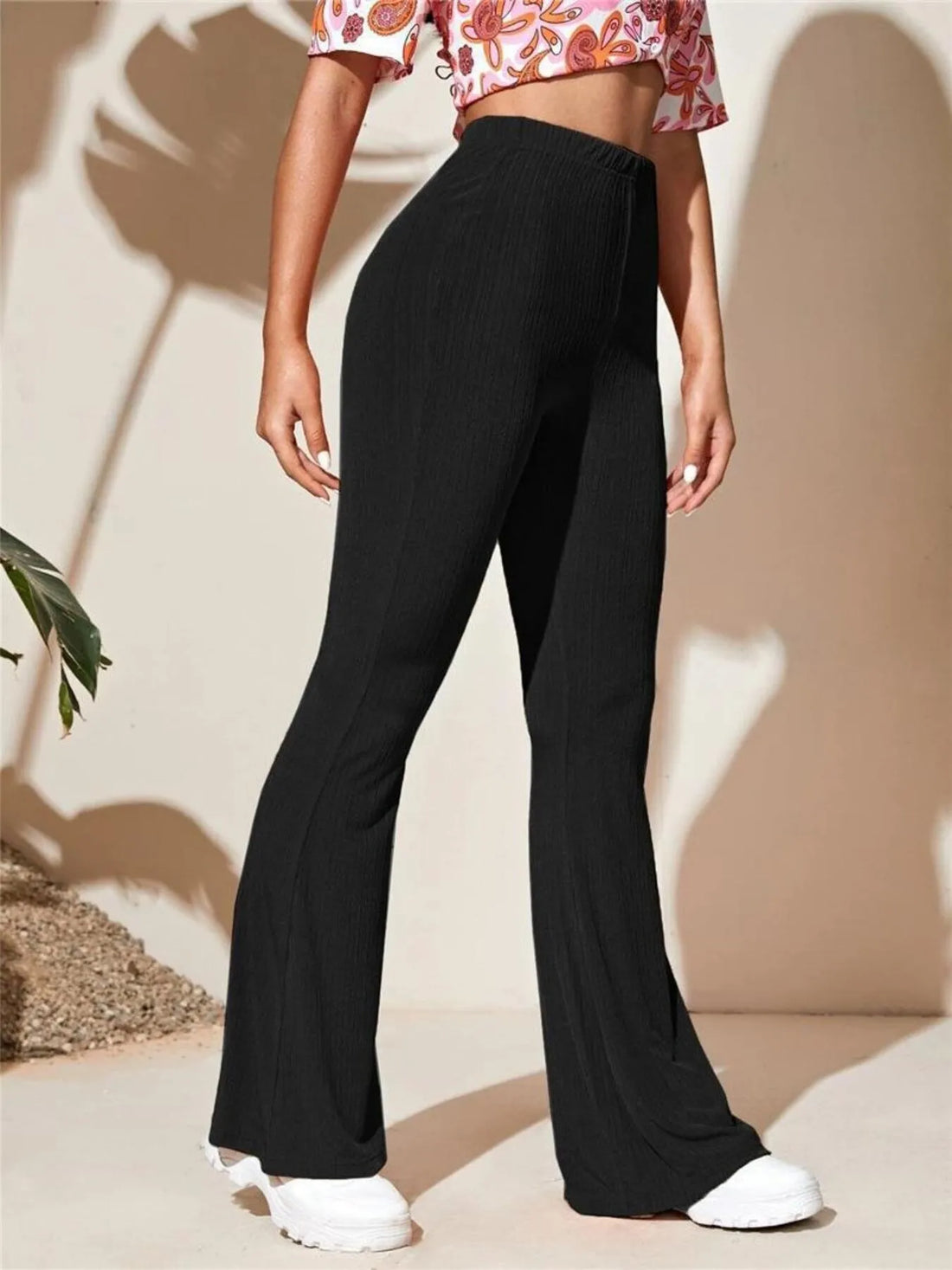Full Size High-Waist Flare Active Pants Plus Size - cas7m