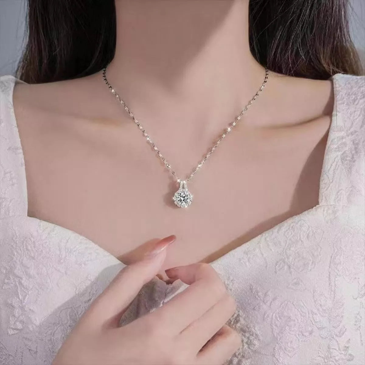2 Carat Moissanite 925 Sterling Silver Necklace - cas7m