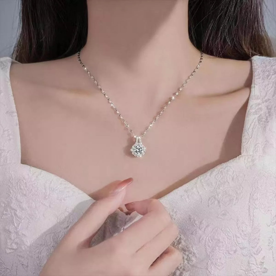 2 Carat Moissanite 925 Sterling Silver Necklace - cas7m