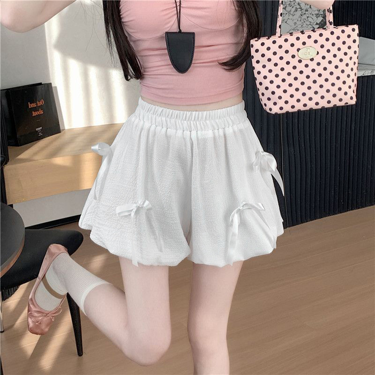 Bowknot High Waist Bubble Skirt - cas7m