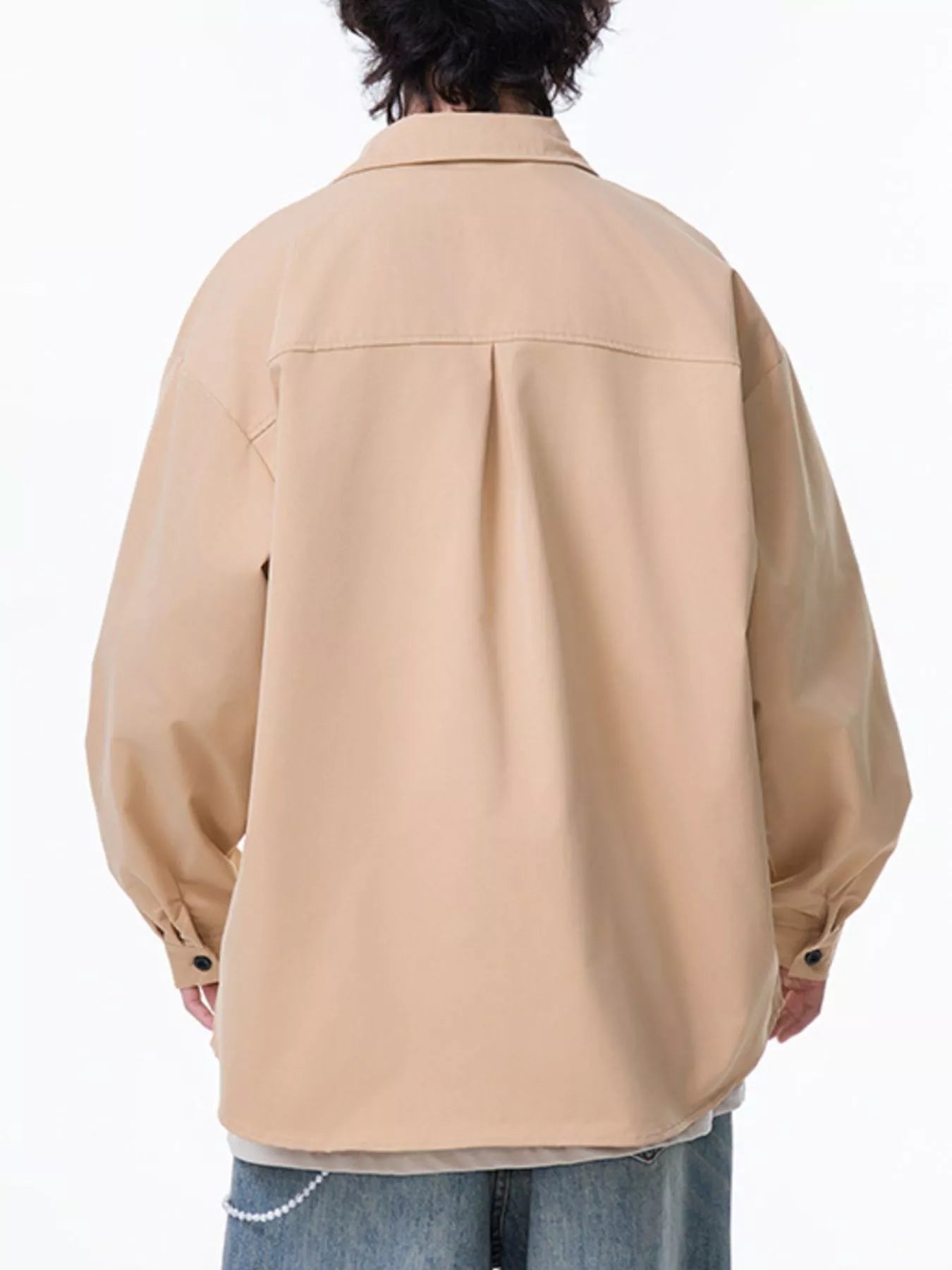 Men's Plus Size Button Up Long Sleeve Shirt - cas7m
