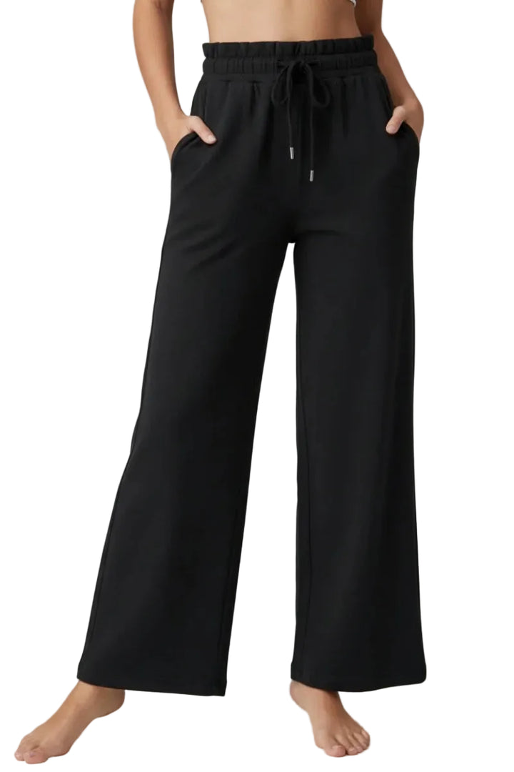 Drawstring Wide Leg Active Pants - cas7m