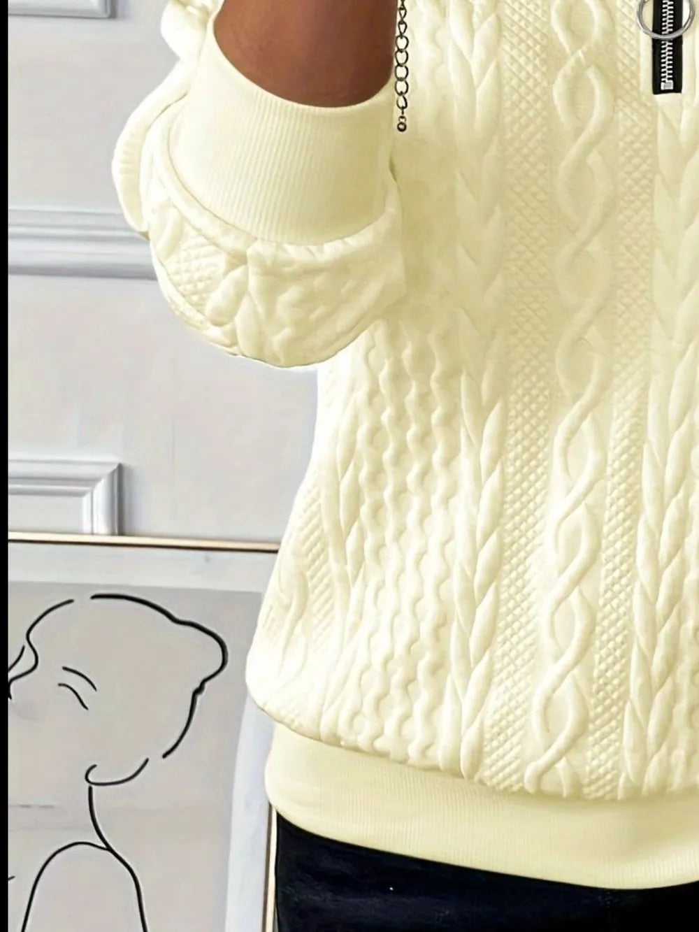 Texture Half Zip Long Sleeve Sweatshirt - cas7m