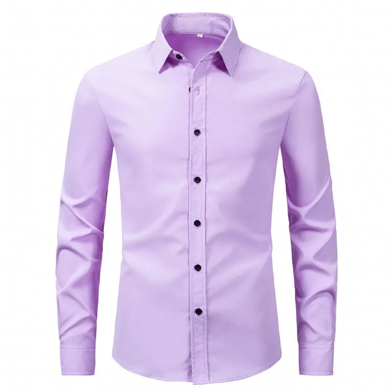 Men's Plus Size Button Up Long Sleeve Shirt - cas7m