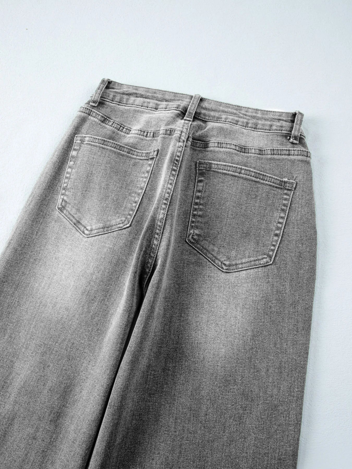 High Waist Wide Leg Washed Jeans - cas7m