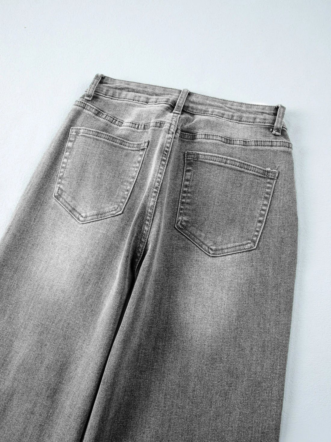 High Waist Wide Leg Washed Jeans - cas7m