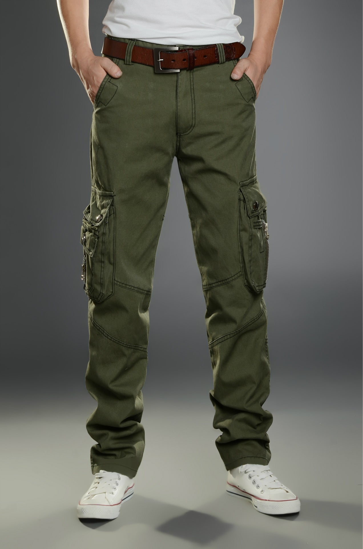 Men's Casual Multi-Pocket Cotton Workwear Pants - cas7m