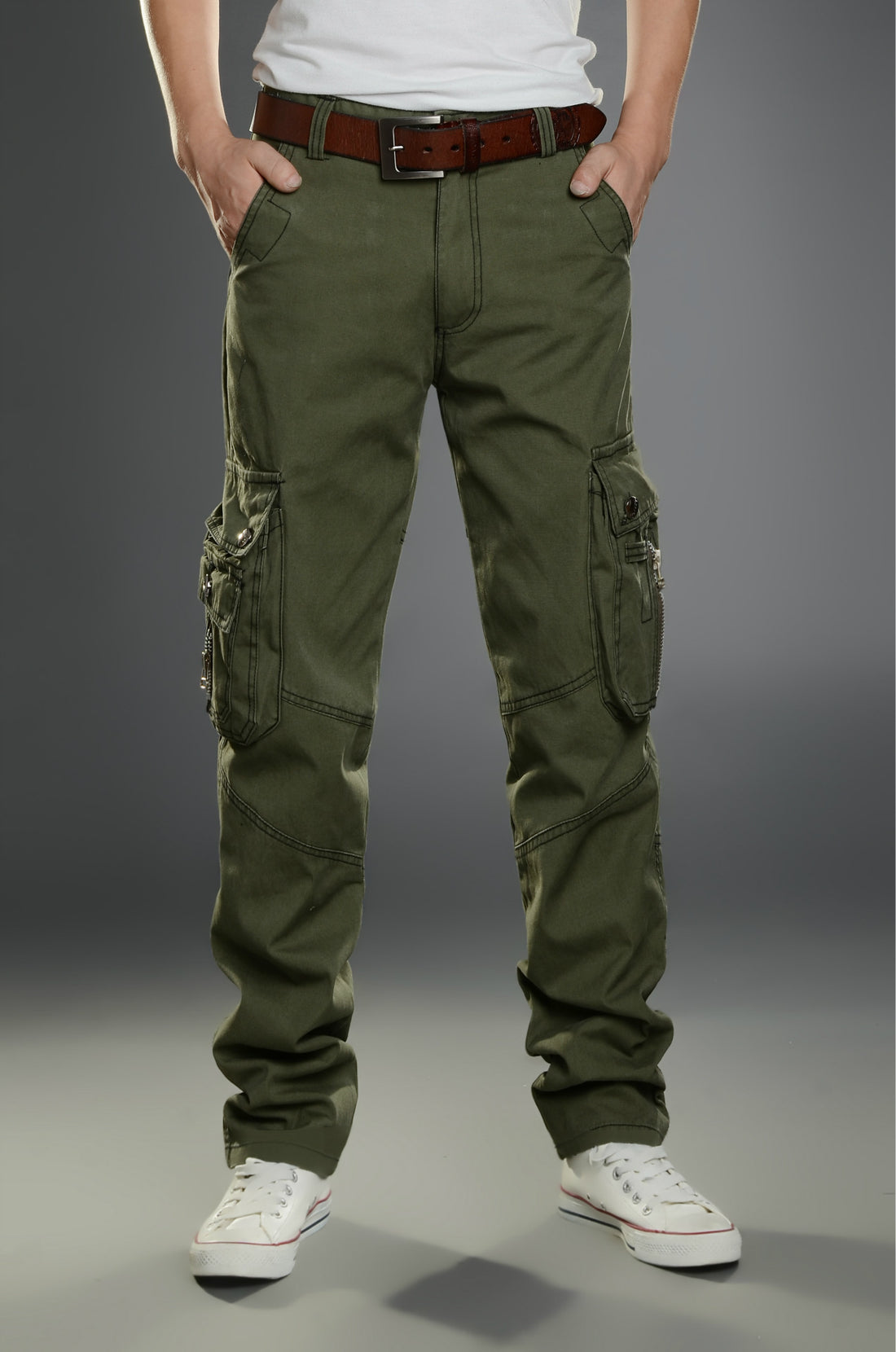 Men's Casual Multi-Pocket Cotton Workwear Pants - cas7m