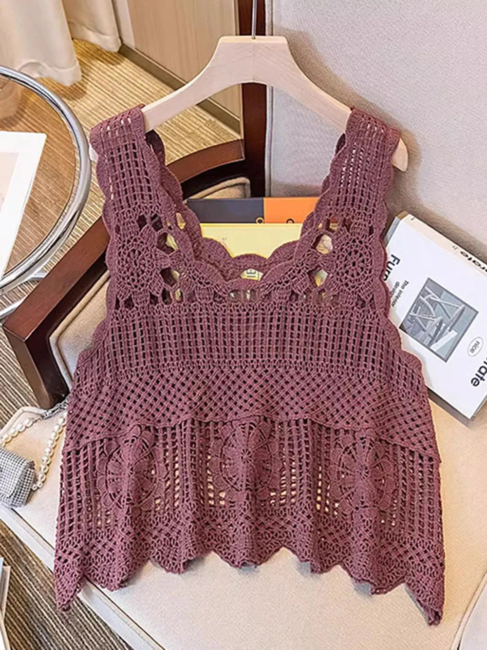 Openwork Scoop Neck Tank - cas7m