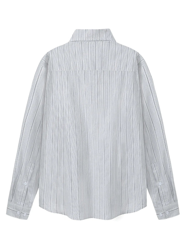 Men's Striped Button Up Long Sleeve Shirt - cas7m