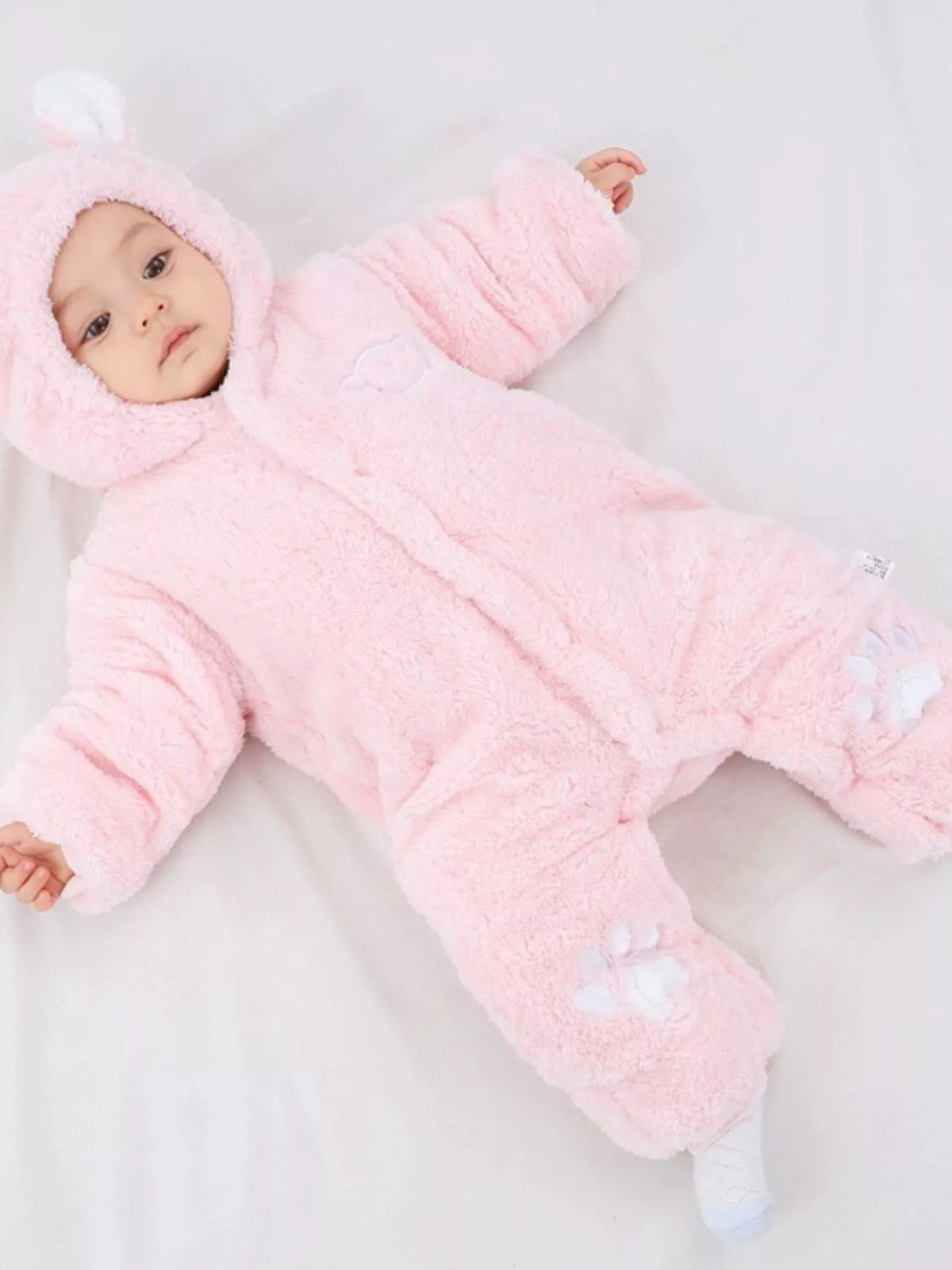 Children's Cozy Bear Hooded Fleece One-Piece - cas7m