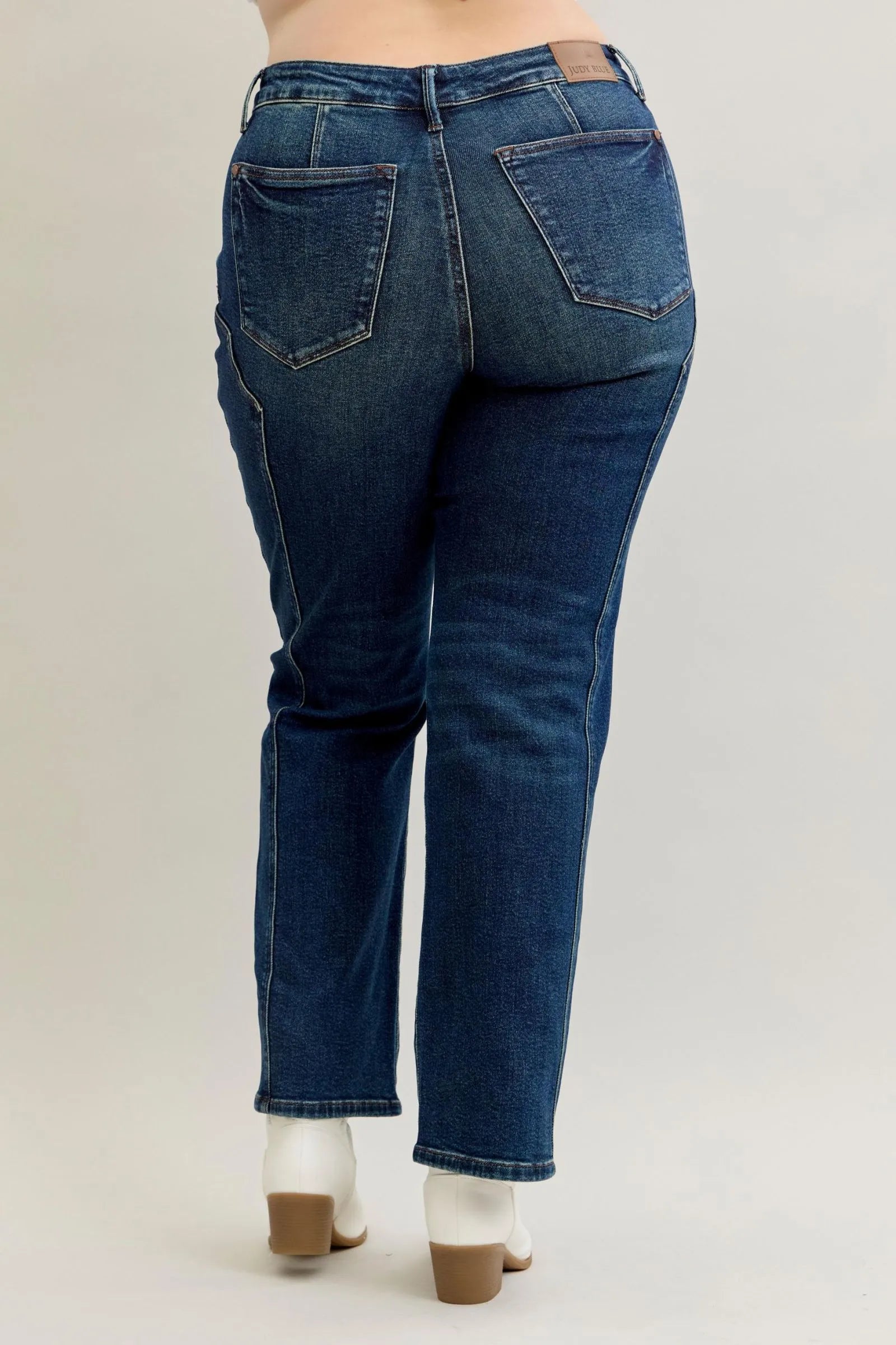 Judy Blue Full Size Seam Detail Straight Leg Jeans Plus Size - cas7m