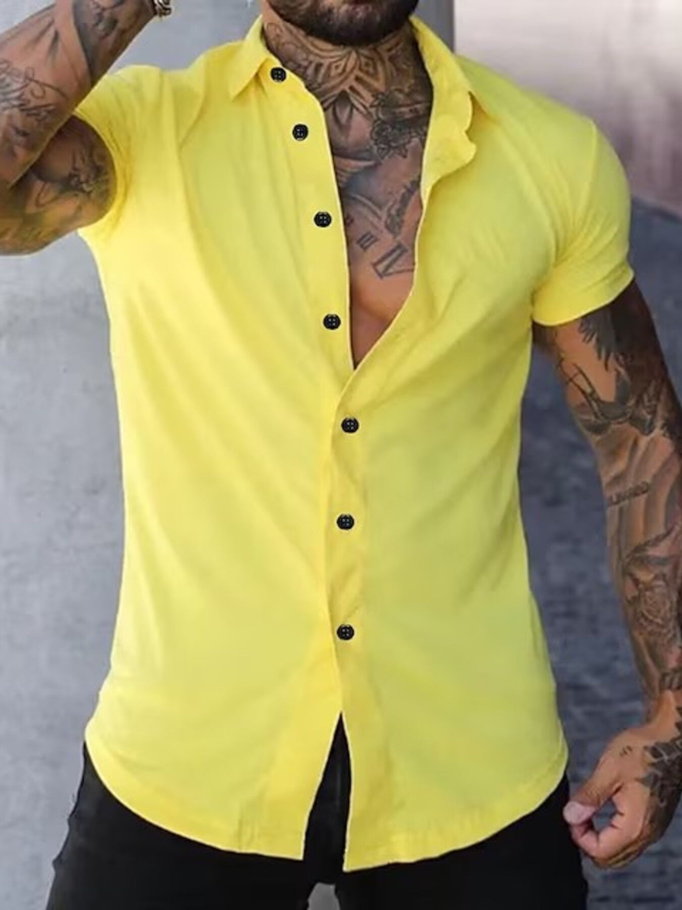 Men's Full Size Slim Fit Short Sleeve Button-Down Shirt Plus Size - cas7m
