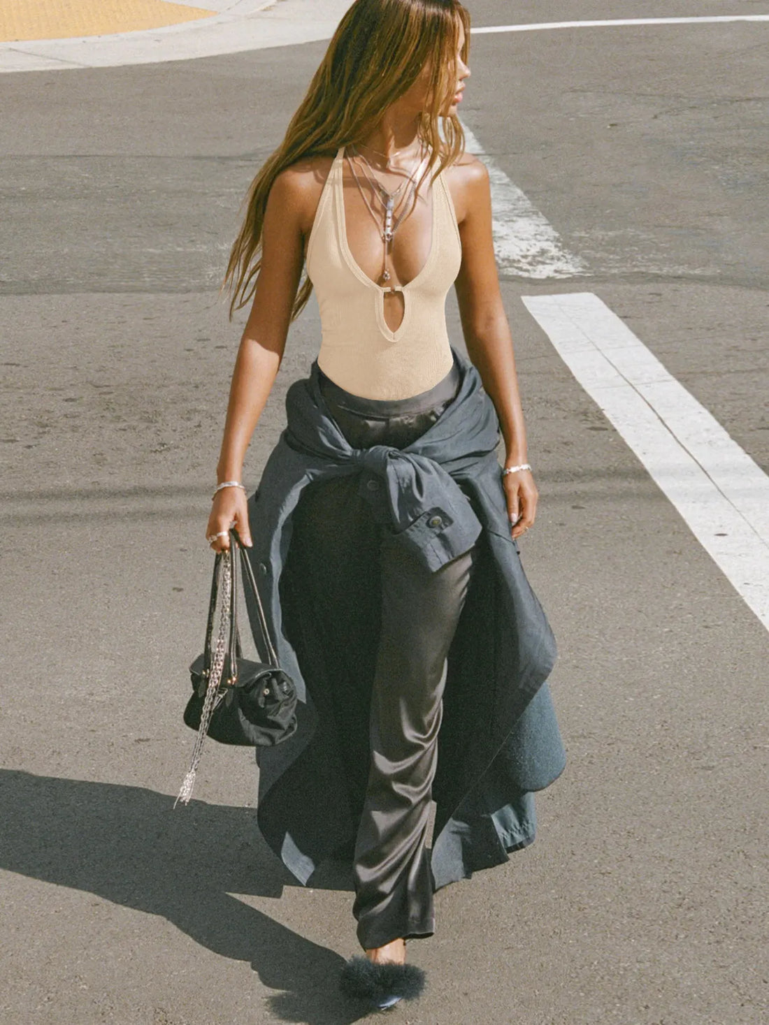 Cutout Ribbed Tank Top - cas7m