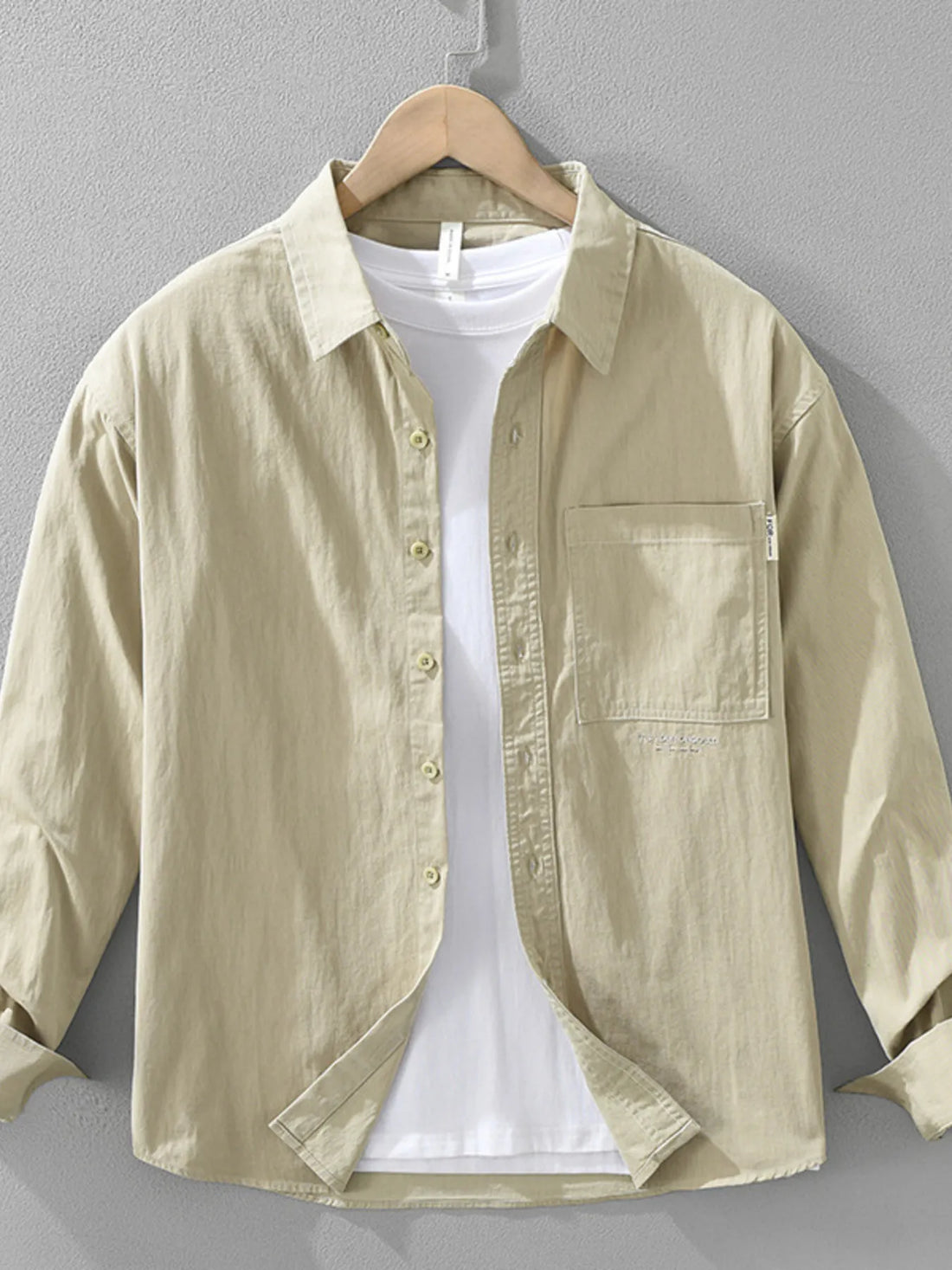 Men's Plus Size Button Up Long Sleeve Shirt - cas7m