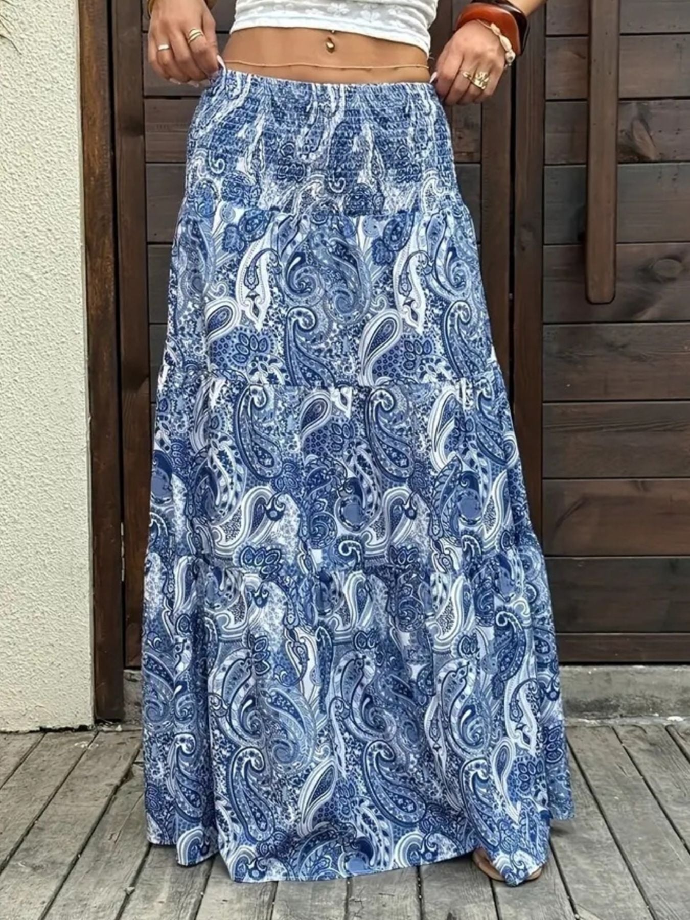 Paisley Print Maxi Skirt - cas7m
