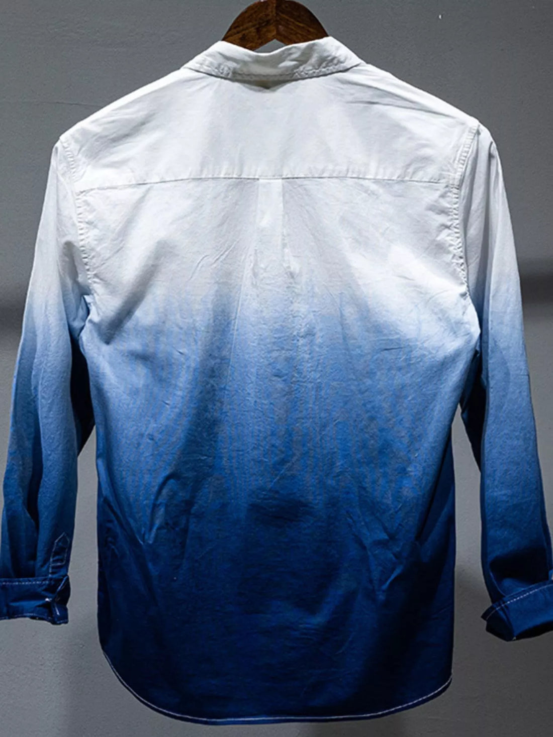 Men's Plus Size Gradient Long Sleeve Shirt - cas7m
