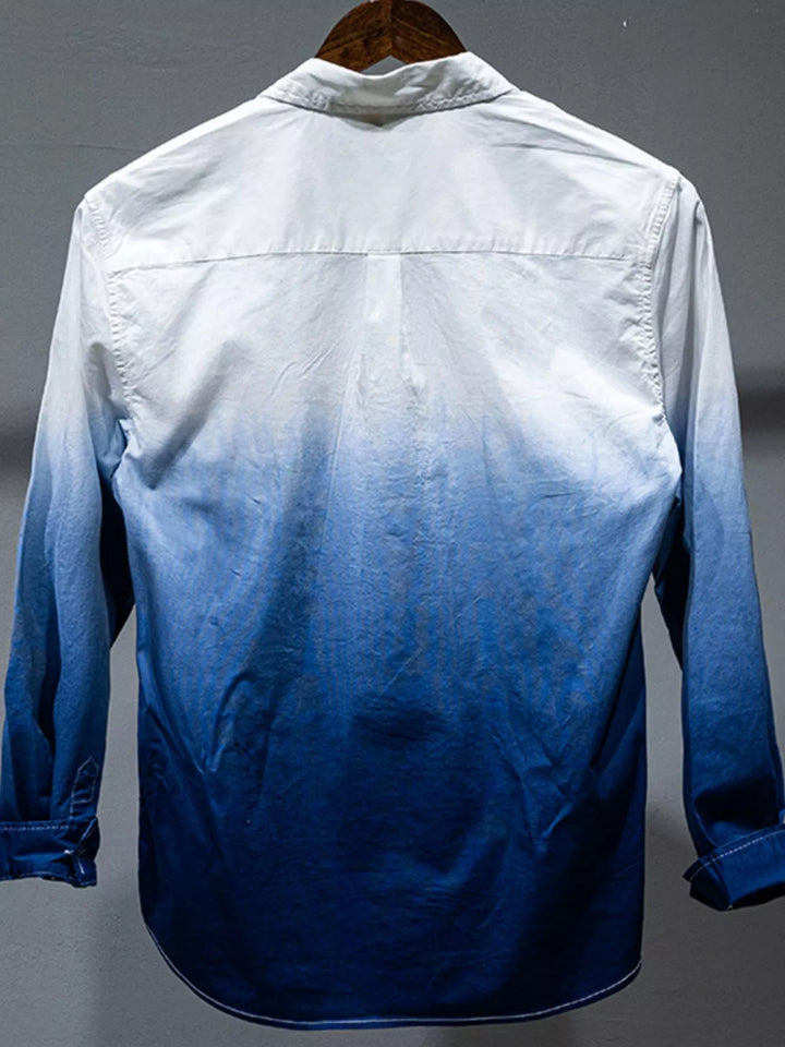 Men's Plus Size Gradient Long Sleeve Shirt - cas7m