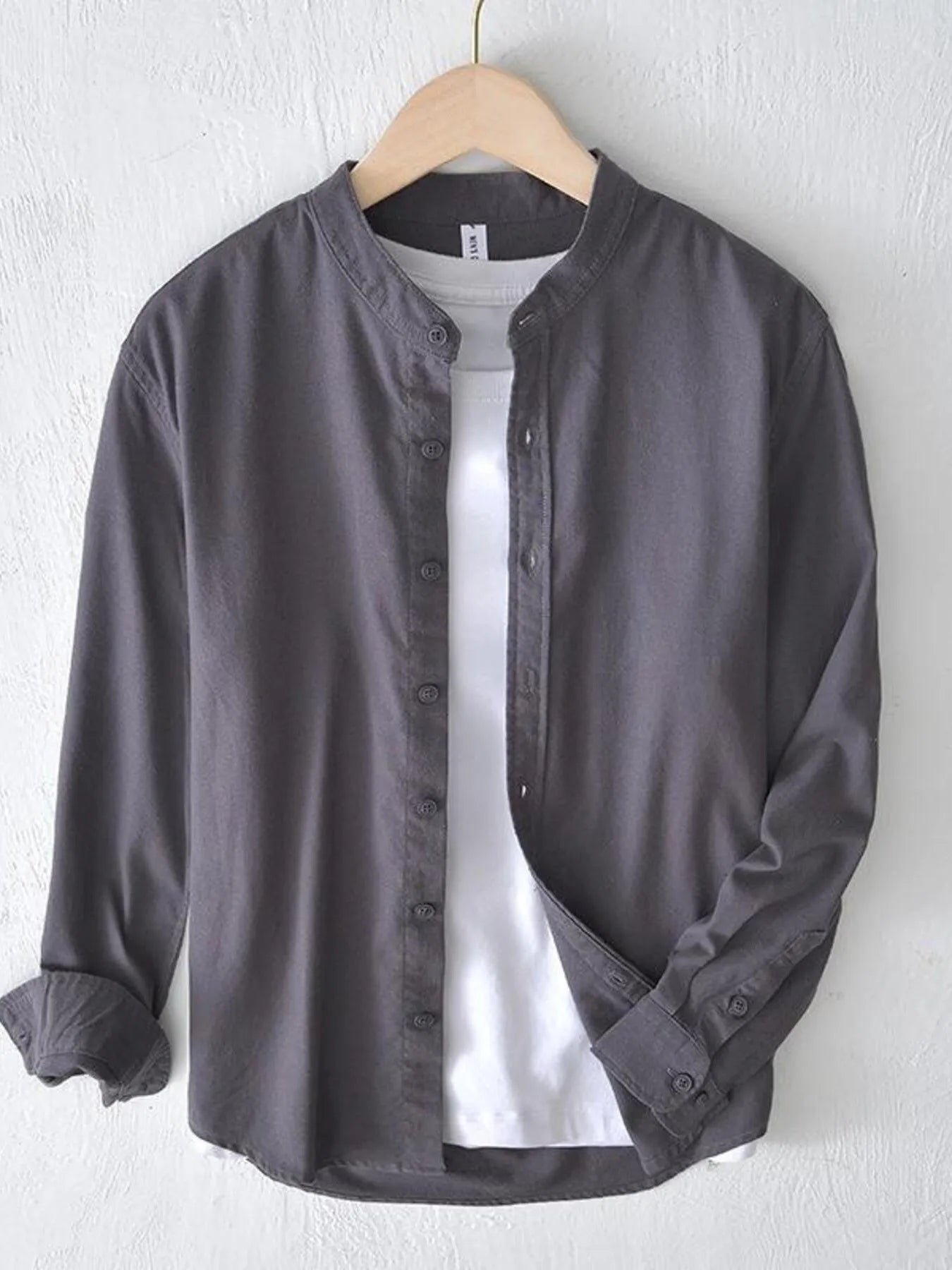 Men's Plus Size Button Up Long Sleeve Shirt - cas7m